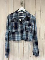 Load image into Gallery viewer, Denim Check Crop Shirt - Autumn Collection
