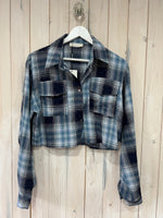 Load image into Gallery viewer, Denim Check Crop Shirt - Autumn Collection
