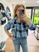 Load image into Gallery viewer, Denim Check Crop Shirt - Autumn Collection
