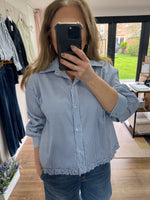 Load image into Gallery viewer, Ruffle Pinstripe Blouse - 3 Colours - New Season
