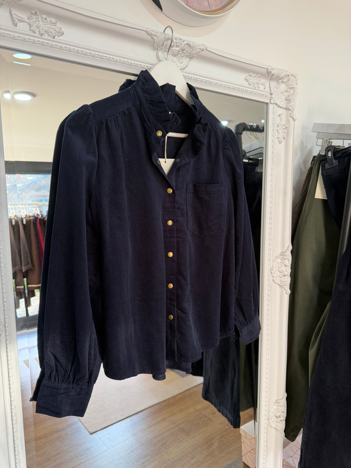 Fine Baby Cord Puff Shoulder Blouse - AW26