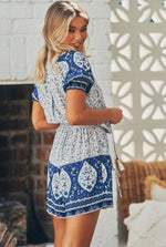 Load image into Gallery viewer, Santorini Print Traveller Playsuit - 1 Left! -Jaase
