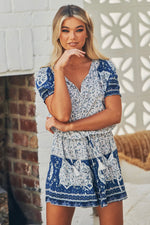 Load image into Gallery viewer, Santorini Print Traveller Playsuit - 1 Left! -Jaase
