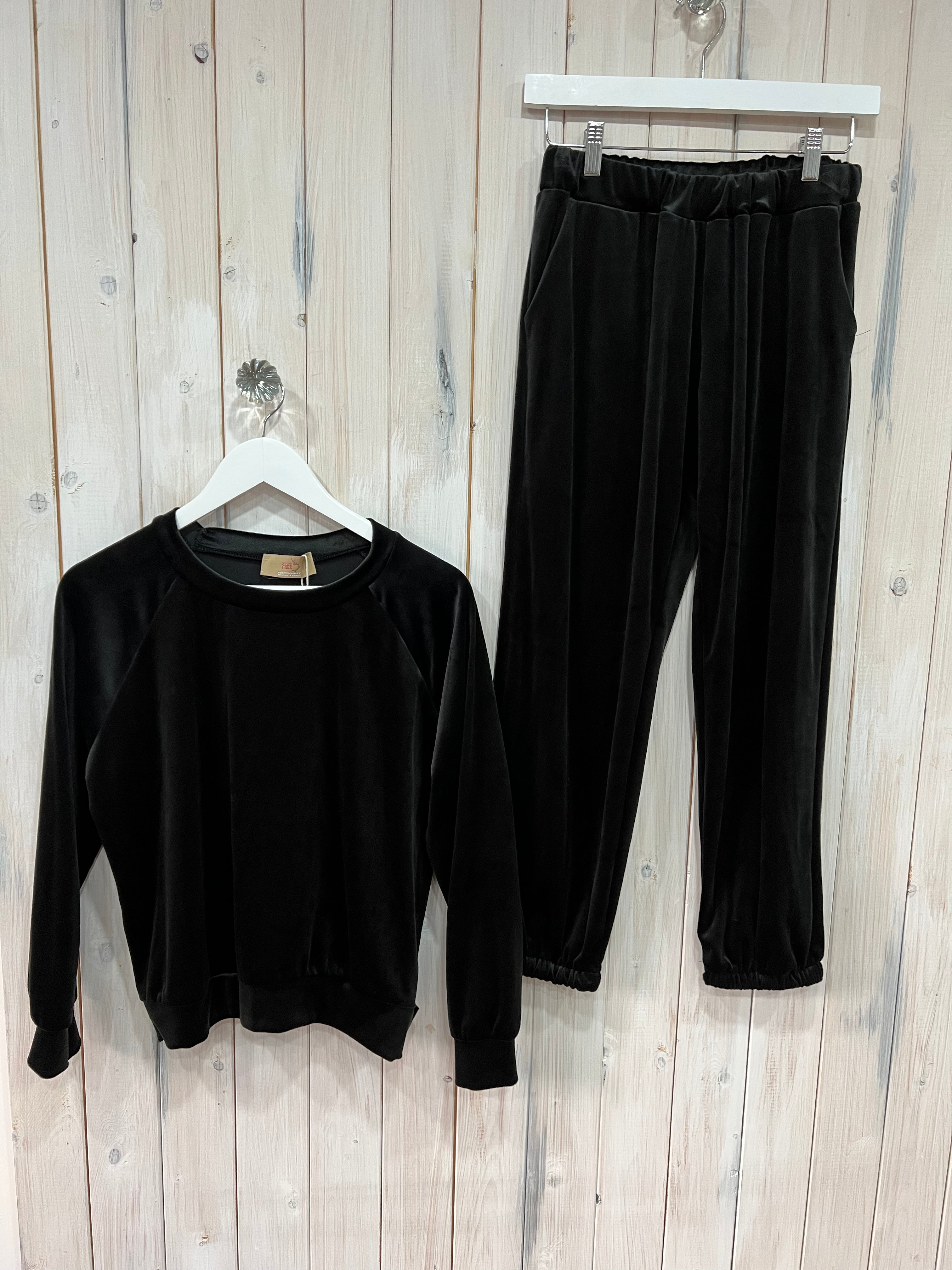 Black velour lounge pants best sale