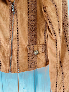 Tan Jodi Faux Suede Jacket - Jaase Australia